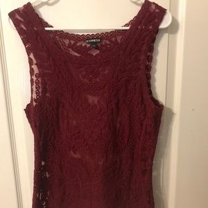 Express See Through Lace Crimson Red Tank Top